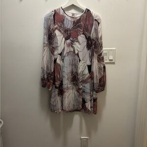 Aritzia Floral Tunic Dress in Burgundy and Cream